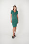 Scuba fabric belt detailed pencil dress - emerald green