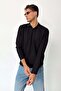 Men's Polo Collar Ribbed Textured Knit Sweater Black - 27010 - 5