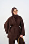Women's Double Pocket Lined Waist Tie Set Brown - 3