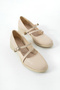 Ba04612 Women's Leather Rubber Two-Strap Casual 4 cm Heeled Ballerina Shoes - 40 - 4