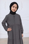 3-Layer Medina Silk Girls' Robe, Comfortable Cut Children's Abaya - Smoked (Kdm) - 3