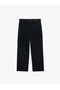 Regular Waist Pocketed Buttoned Cotton Velvet Trousers