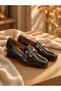 Women's Genuine Leather Buckle Loafers - Anatomical Low Heel Moccasins - 6