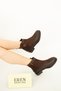 1411 Eren Shoes&Bag Genuine Leather Buckle Detailed Zippered Daily Elegant Comfortable Low Heeled Women's Boots Real Leather Brown - 2