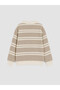 Lcw Kids Gray 3-Thread Ribbed Striped Loose & Baggy Boys' Sweatshirt - W6G513Z1-Lrv |   Lcw - 4