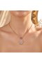 Zircon Stone Rose Plated Fatma's Hand Steel Necklace - 2