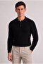 Men's Polo Collar Buttoned Long Sleeve Ribbed Knit Sweater - 2
