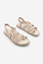 Women's Genuine Leather Flip Flops Casual Sandals Rotela Beige Suede S - 8