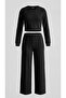 Black Thessaloniki Knitted Cotton Top and Bottom Set - 2409