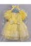 World Baby Girls Sequin Star Tulle Party Dress - Yellow Shimmer Ruffled Sleeve Tiered Princess Frock for Birthdays, Weddings & Special Occasions - 4