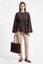 Lace-Up Verev Cut Blouse 2029 - Brown - 2