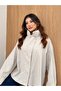 Women's Stand Collar Buttoned Oversize Shirt - 3