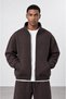 Men's Crop Fit Panda Oversize Zip Coffee