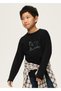 Boy's Printed Long Sleeve T-Shirt Black 7048