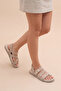 Women's Genuine Leather Flip Flops Casual Sandals Rotela Beige Suede S - 5