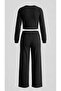 Black Thessaloniki Knitted Cotton Top and Bottom Set - 2409 - 2