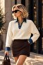 Knit sweater with collar and sleeve detail - 2