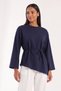 Lace-Up Verev Cut Blouse 2029 - Dark Blue