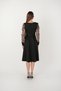 Double Fabric 3D Floral Sleeve Dress - Black - 4