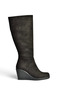 Z361297402 Black Suede Wedge Sole Women's Boots - 4