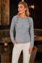 Women's Wide Collar Long Sleeve Hair Braided Decorative Button Detailed Elegant Soft Comfortable Fit Daily Gray Knitwear Sweater