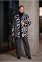 Leopard Patterned Unlined Large Size Cashmere Coat Gray - 5