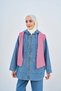 Women's Double Pocket Hooded Zippered Denim Set Light Blue - 3