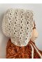 Hand Knitted Crochet Laura Lora Baby Beanie Hat Bonnet - Ecru with Glitter, 2-3 Years Old - 2