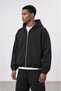 Men's Rubber Detailed Panda Oversize Zip Black - 2