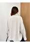 Women's Stand Collar Buttoned Oversize Shirt - 5