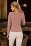 Women's Wide Collar Long Sleeve Hair Braided Decorative Button Detailed Elegant Soft Comfortable Fit Daily Cinnamon Knitwear Sweater - 3