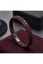 💎   Premium Shiny and Stylish Red Black Ribbed Leather Weave 316L Steel Chain Bracelet 31834B25D2 20 cm - 2