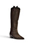 Z654182361 Brown Genuine Leather Suede Thick Heeled Cowboy Model Women's Boots - 6