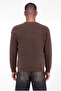 Men's Thessaloniki Knitted Dirty Stitching Crew Neck Oversize Knitwear Mocha - 5