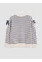 Lcw Kids Navy Blue 3-Thread Ribbed Striped Loose & Loose-Fitting Girls' Sweatshirt - W6Fm34Z1-Lgp |   Lcw - 4