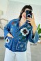 Floral Embroidered Denim Jacket 7K103 - 2