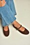 Y250770702 Brown Suede Low Wedge Sole Women's Shoes - 3