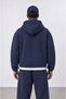 Men's Rubber Detailed Panda Oversize Zip Navy Blue - 3