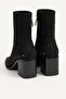 Fabiola Black Suede Women's Daily Stylish Elegant Pointed Heeled Studded Detailed Stretch Form Zippered Thick Boots Bootie - 3