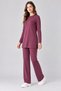 Crew Neck Viscose Tunic and Trousers Set - Plum