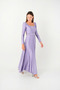 Imported crepe satin square neck kilosh dress - lila - 2