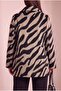 Leopard Patterned Unlined Large Size Cashmere Coat Mink - 4