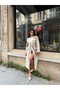 Imported Cashmere Fabric Belt Included Accessory Detail Glitter Lined Design Coat - 4