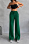 Women's Green Baggy Wide Leg Sweatpants