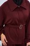 Women's Pleated Detail Hidden Zipper Shirt Collar Suit Plum - 6