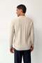 Men's Polo Collar Half Zipper Striped Knit Sweater Stone - 27008 - 3