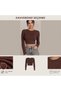 Women's 3-Piece Crew Neck Long Sleeve Camisole Ribbed Bodycon Crop Blouse - 5