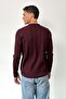 Men's Crew Neck Thick Ribbed Knit Sweater Plum - 27013 - 3