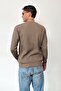 Men's Crew Neck Ribbed Knit Sweater Light Brown - 27012 - 3