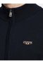 Men's Zippered Navy Blue Cardigan - 3